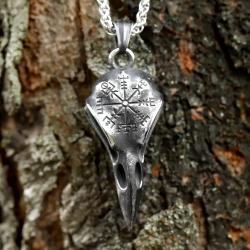 Viking Raven & Vegvisir Amulet Pendant - Stainless Steel Jewelry
