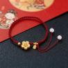 Braccialetti di perline di corda rossa | Ciondolo Fu in oro fatto a mano | Fortuna e salute