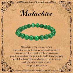Bracelets en pierres précieuses authentiques | Bracelet extensible ajustable en perles de malachite...