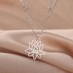 Lotusblumen-Halskette – Schmuckstück aus Edelstahl, das Yoga und Buddhismus symbolisiert