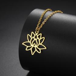 Lotusblumen-Halskette – Schmuckstück aus Edelstahl, das Yoga und Buddhismus symbolisiert