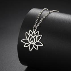 Lotusblumen-Halskette – Schmuckstück aus Edelstahl, das Yoga und Buddhismus symbolisiert