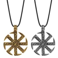 Collana con ciondolo slavo Kolovrat: amuleto del simbolo pagano del sole