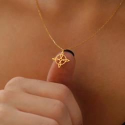 Collana con ciondolo nodo strega Wiccan - Gioielli geometrici in acciaio inossidabile