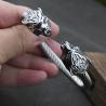 Wikinger-Wolf-Armband: Herren-Armreif aus Edelstahl mit Amulett