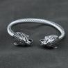 Wikinger-Wolf-Armband: Herren-Armreif aus Edelstahl mit Amulett