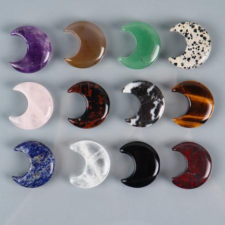 Ornement Lune en Quartz Rose : Guérison des Chakras et Décoration Feng Shui