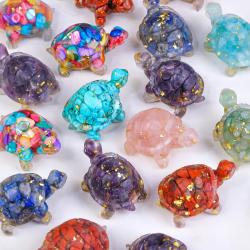Décoration tortue en résine cristal naturel | Ornement pour voiture/maison