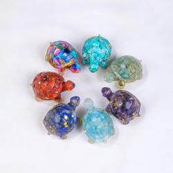 Décoration tortue en résine cristal naturel | Ornement pour voiture/maison