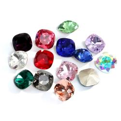 Strass en verre K9 | 10 pièces, forme coussin, à coudre et à coller