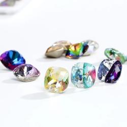 Strass en verre K9 | 10 pièces, forme coussin, à coudre et à coller