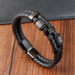 Geflochtenes Armband aus Edelstahl | Magnetverschluss & Leder