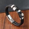 Bracelet tressé à breloques en acier inoxydable | Boucle magnétique et cuir