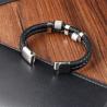Bracelet tressé à breloques en acier inoxydable | Boucle magnétique et cuir