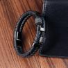 Bracelet tressé à breloques en acier inoxydable | Boucle magnétique et cuir
