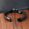 Bracelet tressé à breloques en acier inoxydable | Boucle magnétique et cuir