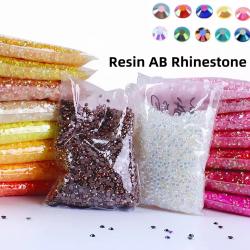Düz Tabanlı Reçine Rhinestone Taşlar | AB Jel Simli Kristaller | 2-6 mm