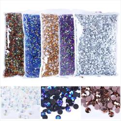 Düz Tabanlı Reçine Rhinestone Taşlar | AB Jel Simli Kristaller | 2-6 mm