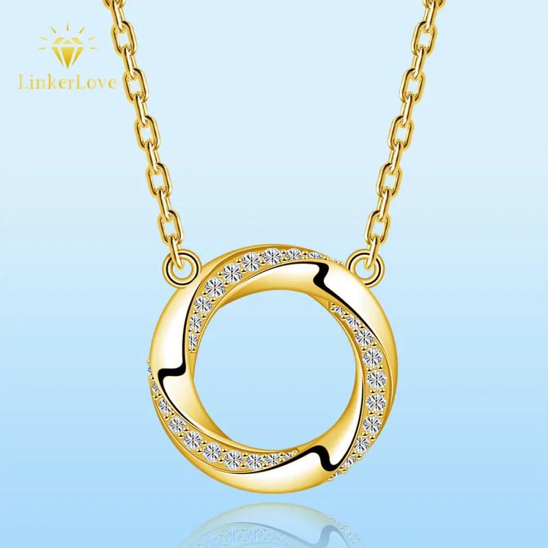 Collier pendentif boucle infinie en moissanite - Argent sterling plaqué or...