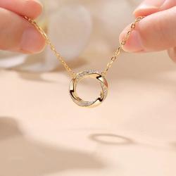 Collier pendentif boucle infinie en moissanite - Argent sterling plaqué or...