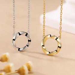 Collier pendentif boucle infinie en moissanite - Argent sterling plaqué or...