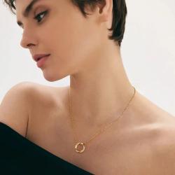 Collier pendentif boucle infinie en moissanite - Argent sterling plaqué or...