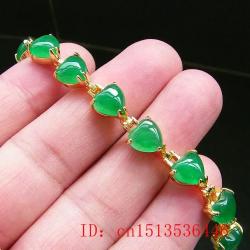 Bracelet jonc en jade vert en forme de cœur | Argent sterling et pierres précieuses...