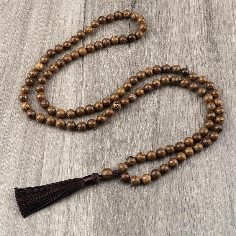 Collier Mala vintage en bois | Bijoux de méditation et de prière