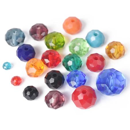 Perles rondelles en cristal tchèque - Facettées, de tailles variées, pour la fabrication de bijoux...