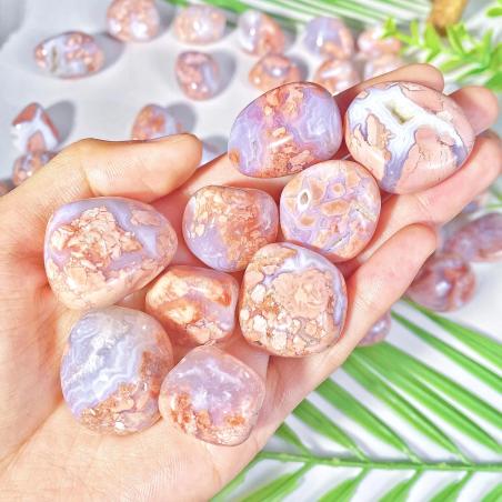 Pembe Akik Kristal Seti - 5 Adet Yuvarlak Taş (10-50 mm)