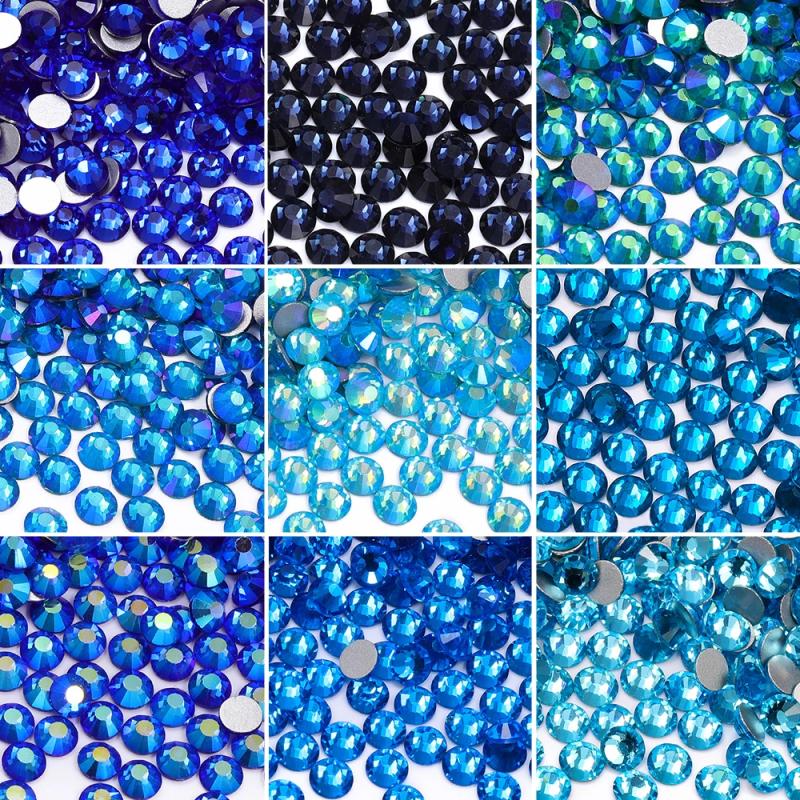Strass bleus à dos plat : Pierres précieuses en verre cristal pour les ongles et les loisirs créatifs