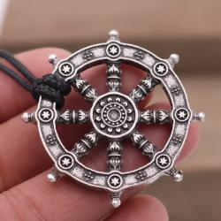 Collier Roue du Dharma | Amulette et talisman bouddhistes pour hommes