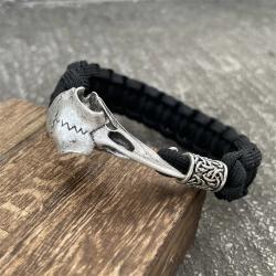 Bracciale con teschio di corvo di Odino vichingo - Gioielli gotici e wiccan