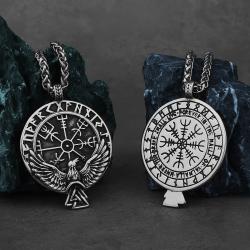 Collier pendentif Odin rune viking | Bijou homme en acier inoxydable