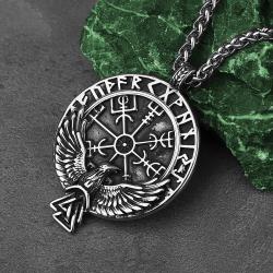 Viking Runik Odin Kolye Ucu | Paslanmaz Çelik Erkek Takısı