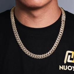 Collier chaîne cubaine serti de diamants - Style hip-hop bling-bling