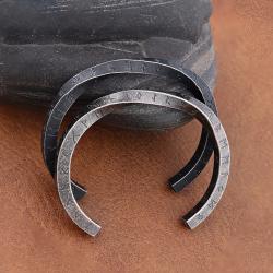 Viking Rune C Şekilli Bileklik - Paslanmaz Çelik Erkek ve Kadın Takısı