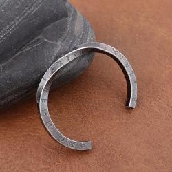Viking Rune C Şekilli Bileklik - Paslanmaz Çelik Erkek ve Kadın Takısı