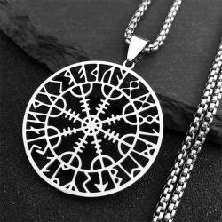 Viking Rune Pusula Muska Kolye - Paslanmaz Çelik Koruma
