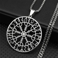 Viking Rune Pusula Muska Kolye - Paslanmaz Çelik Koruma