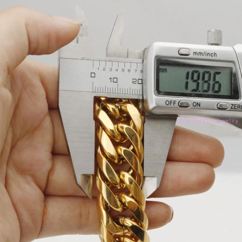 Collana a catena cubana in oro | Acciaio inossidabile da uomo, 7-40