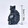 Figurine de chat crâne en cristal sculpté à la main | Décoration et cadeau d'Halloween