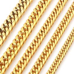 Collana a catena cubana in oro | Acciaio inossidabile da uomo, 7-40