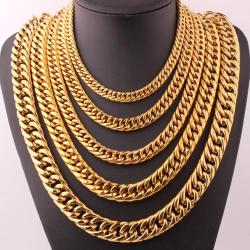 Collana a catena cubana in oro | Acciaio inossidabile da uomo, 7-40