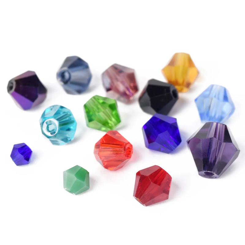 Perles biconiques en cristal - Perles d'espacement à facettes pour la création de bijoux