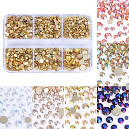 Manucure strass 3D | Cristaux plats à base dorée (SS6-SS20)