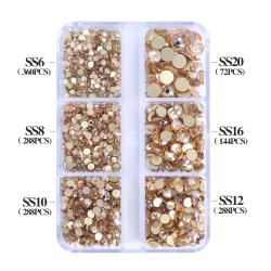 Manucure strass 3D | Cristaux plats à base dorée (SS6-SS20)