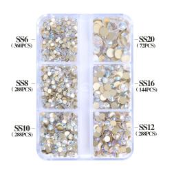 Manucure strass 3D | Cristaux plats à base dorée (SS6-SS20)