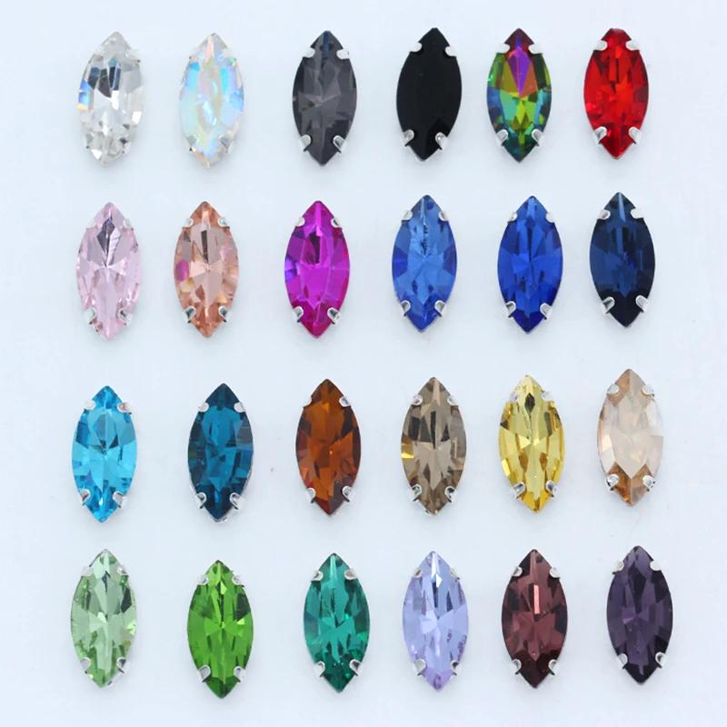 Strasssteine ​​zum Aufnähen | Navette-Glassteine ​​für Schmuck und Bastelarbeiten