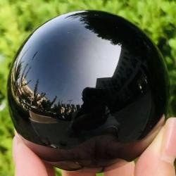 Sphère d'obsidienne noire | Boule de cristal de guérison pour le Reiki et le Feng Shui